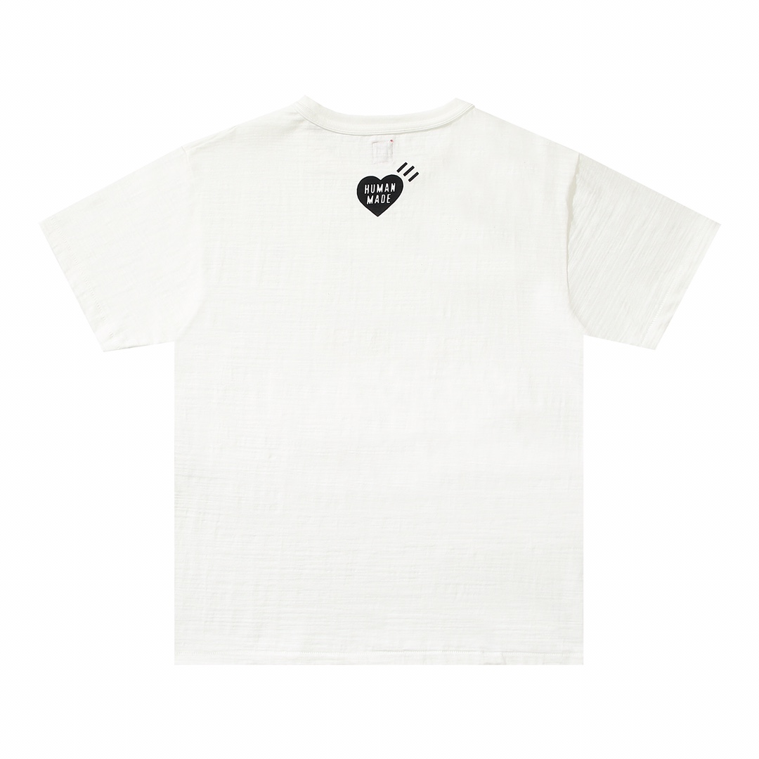 HUMAN MADE FW21 白色 黑色  鸭子爱心 卡通印花 圆领短袖T恤 男女同款 HM22TE009