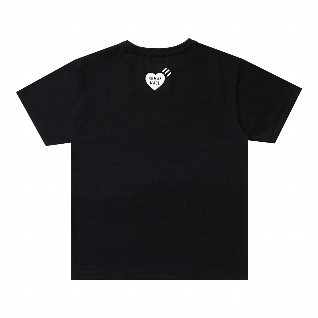 HUMAN MADE FW21 白色 黑色 文字爱心 鸭子爱心 卡通印花 圆领短袖T恤 男女同款 HM21CS026