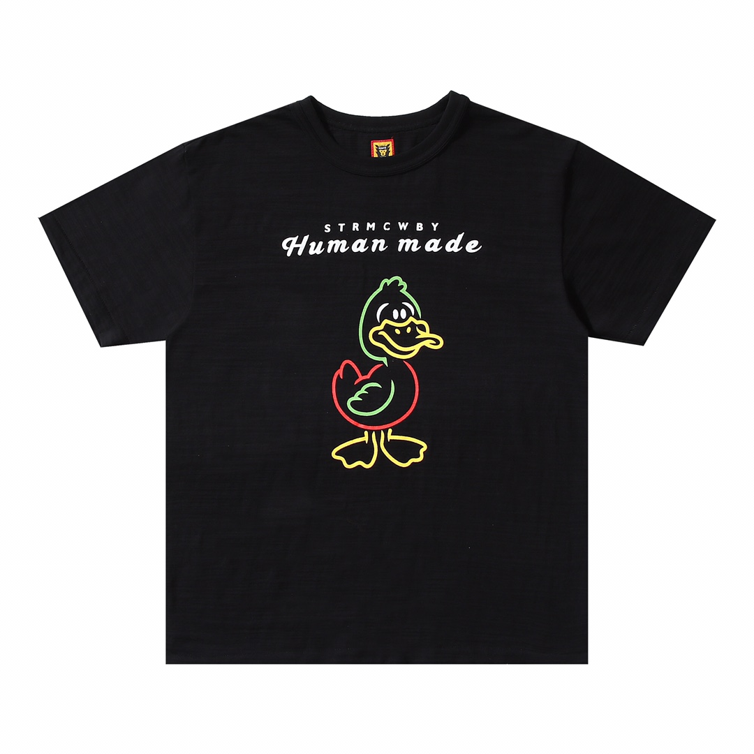 HUMAN MADE FW21 白色 黑色  鸭子爱心 卡通印花 圆领短袖T恤 男女同款 HM22TE009