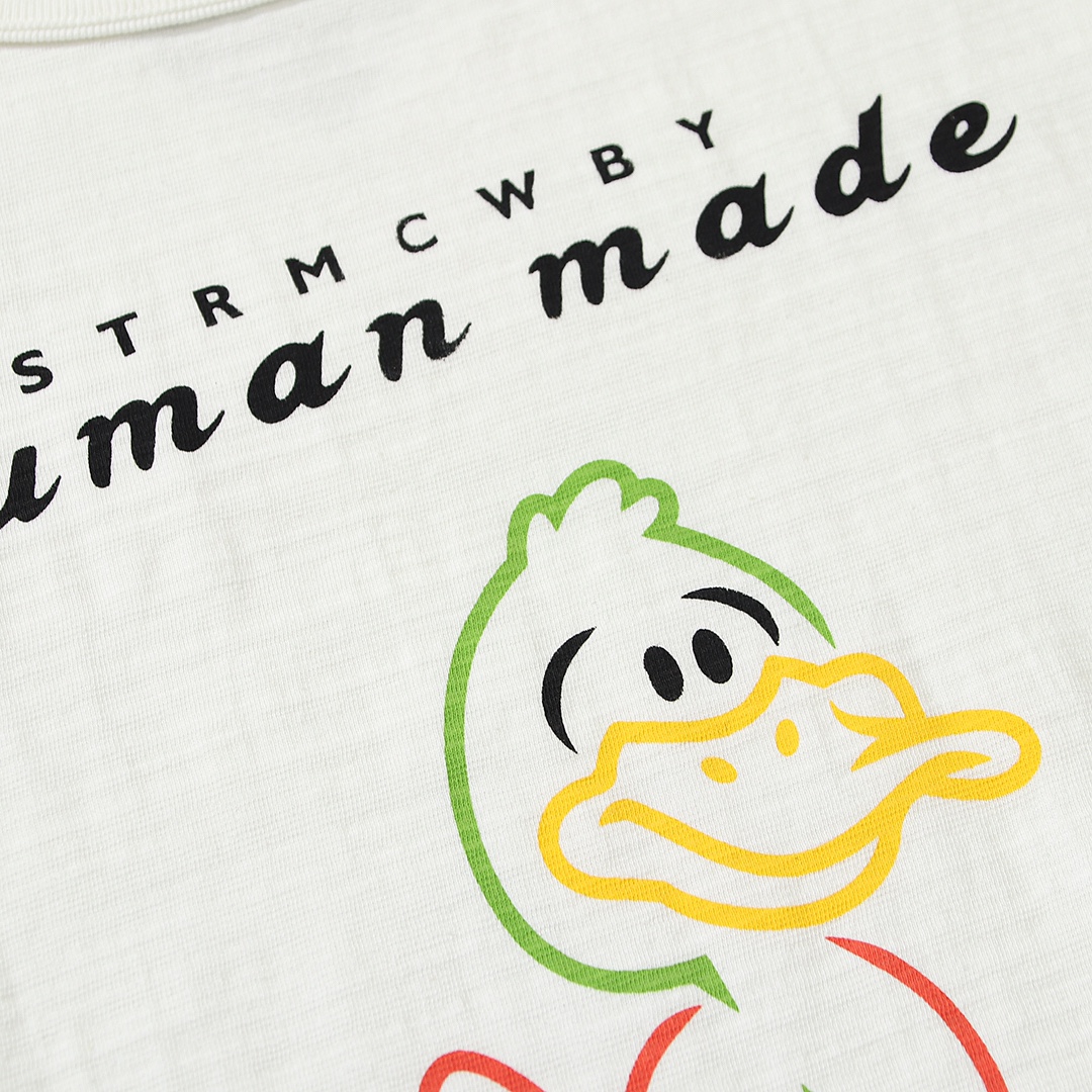 HUMAN MADE FW21 白色 黑色  鸭子爱心 卡通印花 圆领短袖T恤 男女同款 HM22TE009