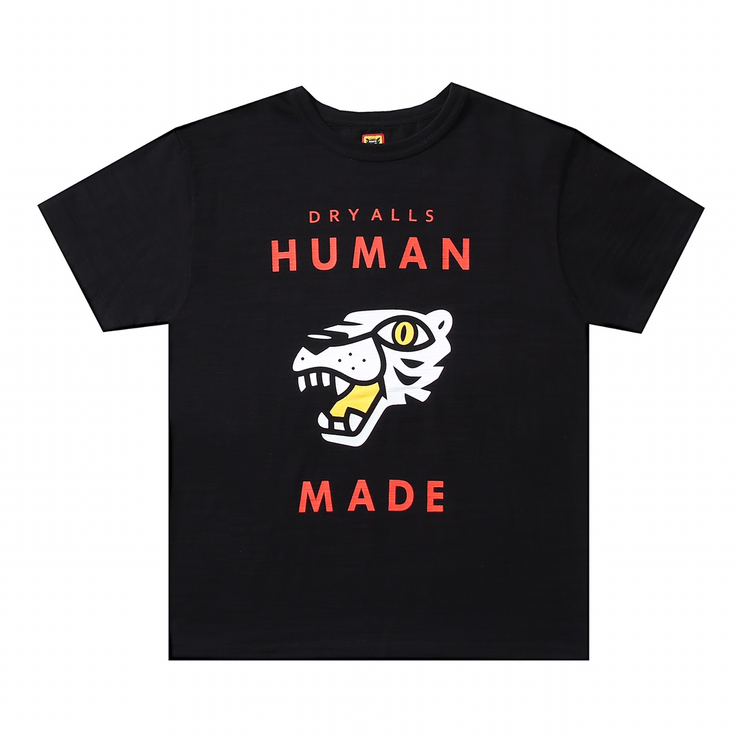 HUMAN MADE FW21 白色 黑色 凶猛虎头 鸭子爱心 卡通印花 圆领短袖T恤 男女同款 HM21TE009