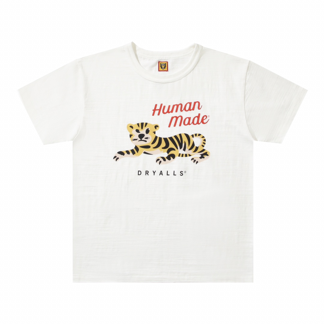 HUMAN MADE FW20 白色 小老虎 鸭子爱心 卡通印花 圆领短袖T恤 男女同款 HM19TE010