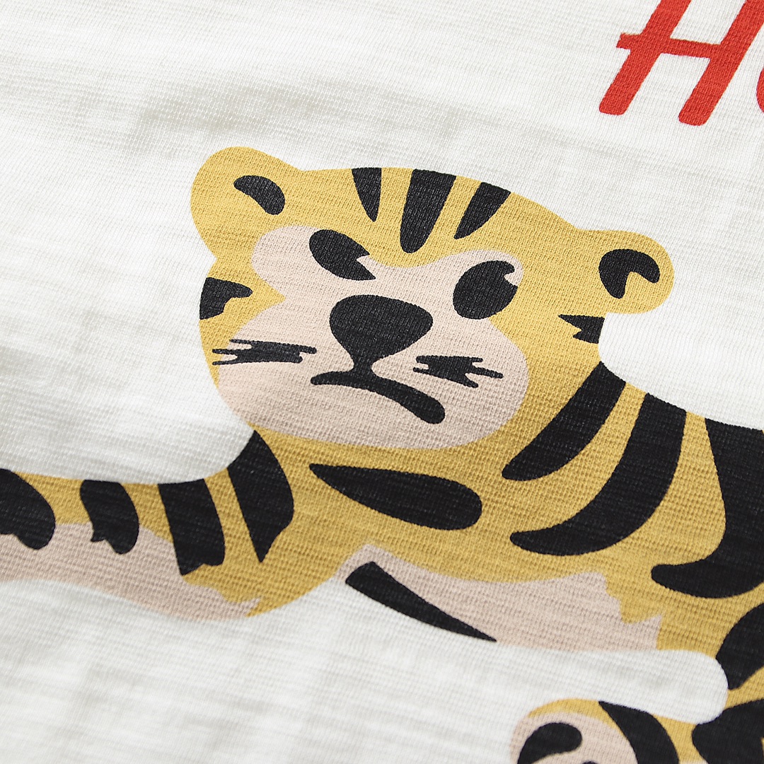 HUMAN MADE FW20 白色 小老虎 鸭子爱心 卡通印花 圆领短袖T恤 男女同款 HM19TE010