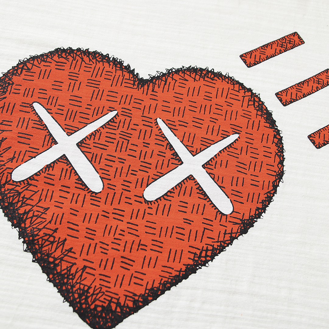 HUMAN MADE KAWS FW22 联名款 白色 黑色  爱心 鸭子爱心 卡通印花 圆领短袖T恤 男女同款 XX22TE008