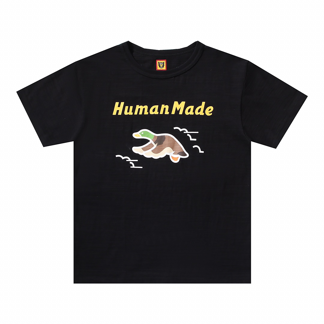 HUMAN MADE  白色 黑色  一只鸭 鸭子爱心 卡通印花 圆领短袖T恤 男女同款 HM23TE002