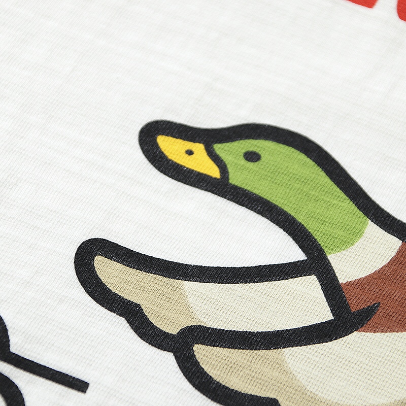 HUMAN MADE  白色 黑色  一只鸭 鸭子爱心 卡通印花 圆领短袖T恤 男女同款 HM23TE002