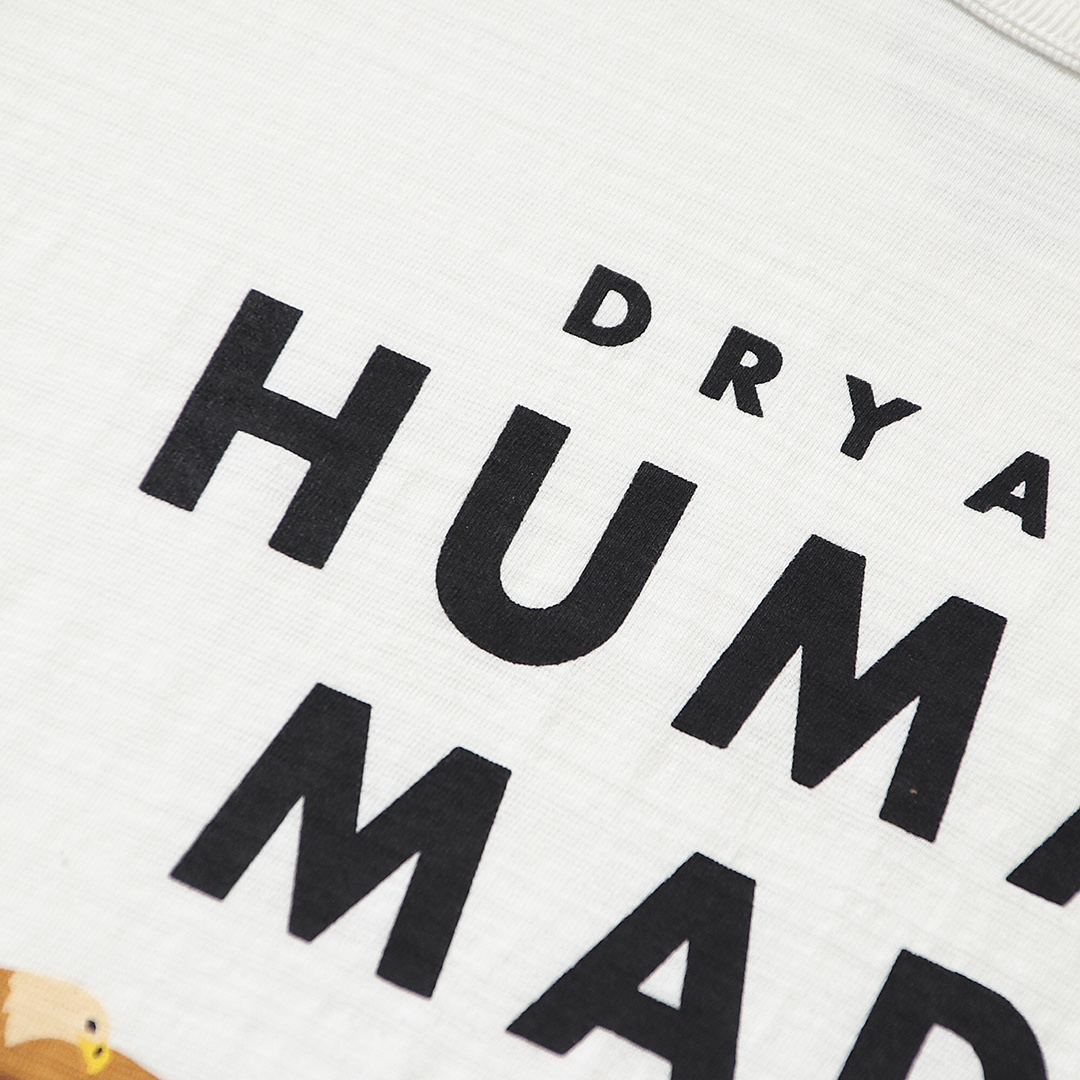HUMAN MADE  SS22 白色 黑色  游泳鸭老鹰 卡通印花 圆领短袖T恤 男女同款 HM23TE013