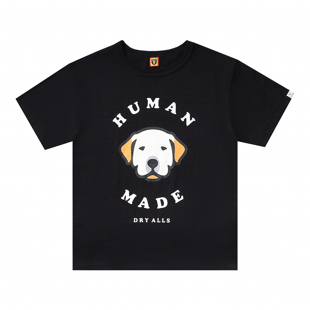 HUMAN MADE  SS22 白色 黑色  狗头 卡通印花 圆领短袖T恤 男女同款 HM23TE012