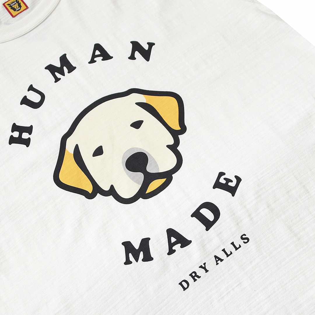 HUMAN MADE  SS22 白色 黑色  狗头 卡通印花 圆领短袖T恤 男女同款 HM23TE012