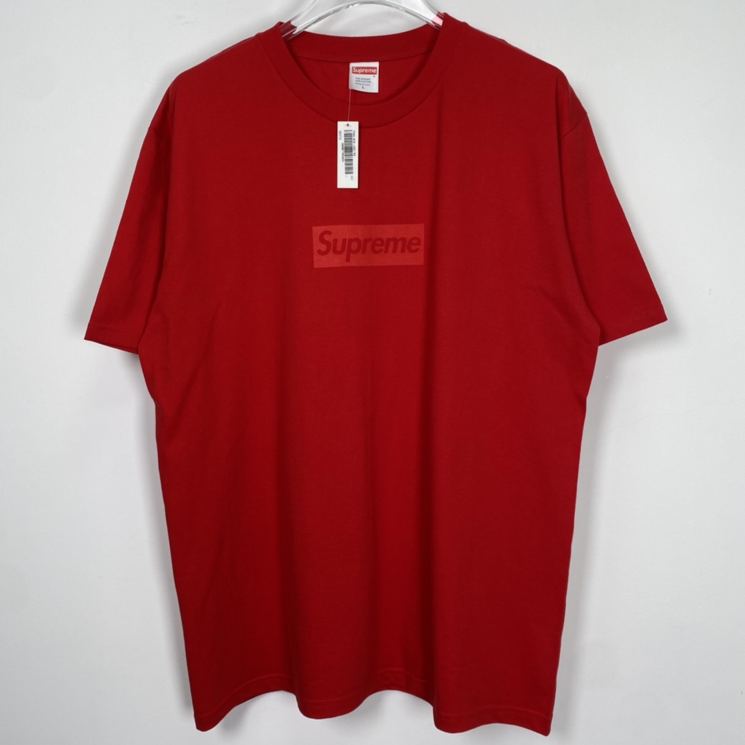 同色 SUPREME 23SS Tee 字母logo 红色 短袖 T 恤 男女同款  