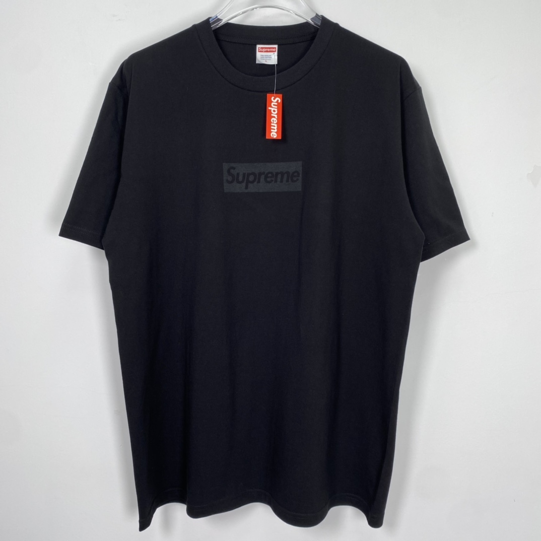 同色 SUPREME 23SS Tee 字母logo 黑色 短袖 T 恤 男女同款  