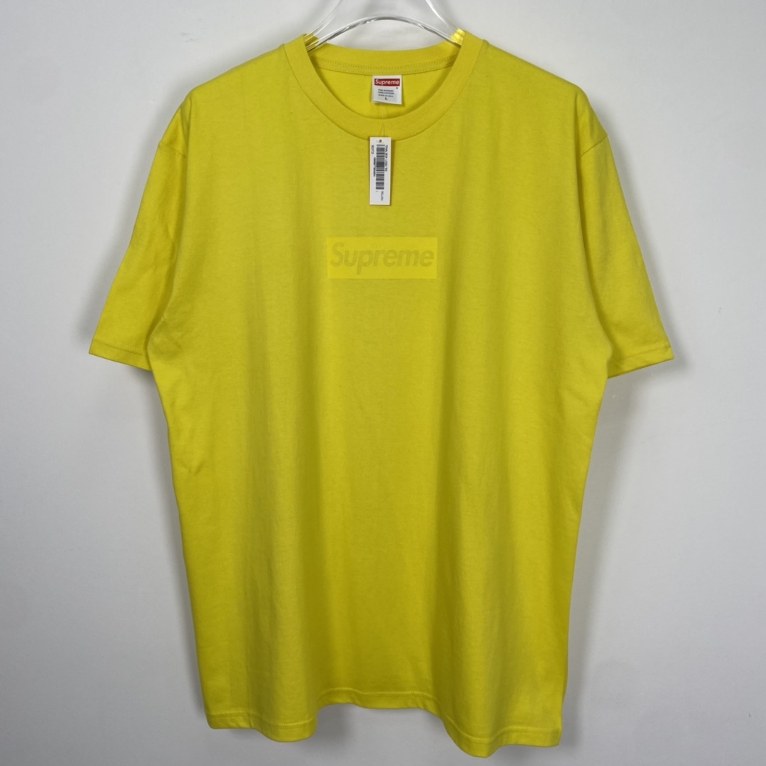同色 SUPREME 23SS Tee 字母logo 黄色 短袖 T 恤 男女同款  