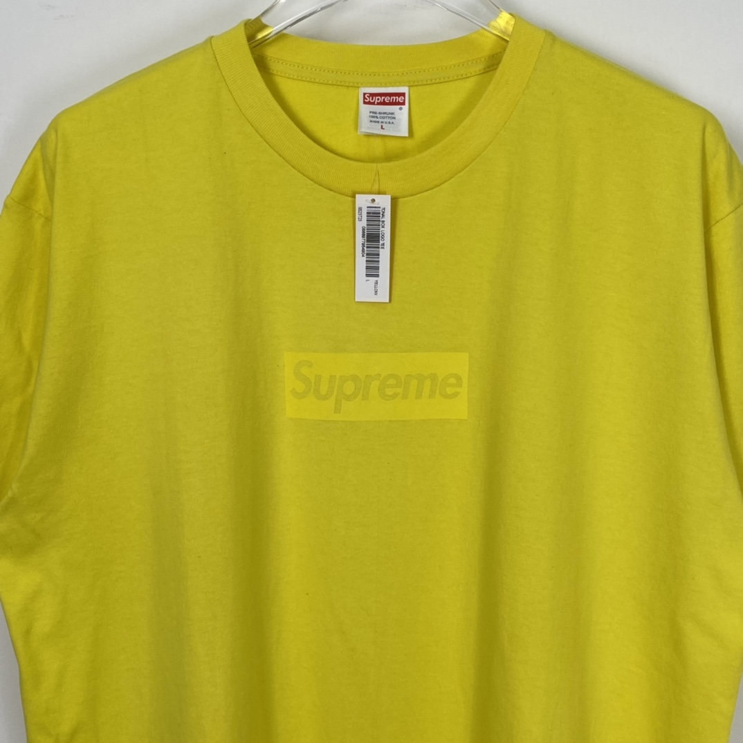 同色 SUPREME 23SS Tee 字母logo 黄色 短袖 T 恤 男女同款  