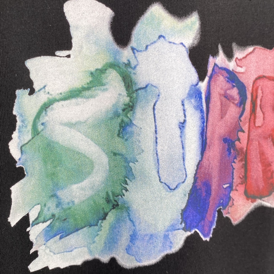 SUPREME 23SS Tee 水彩色 logo 黑色 短袖 T 恤 男女同款  