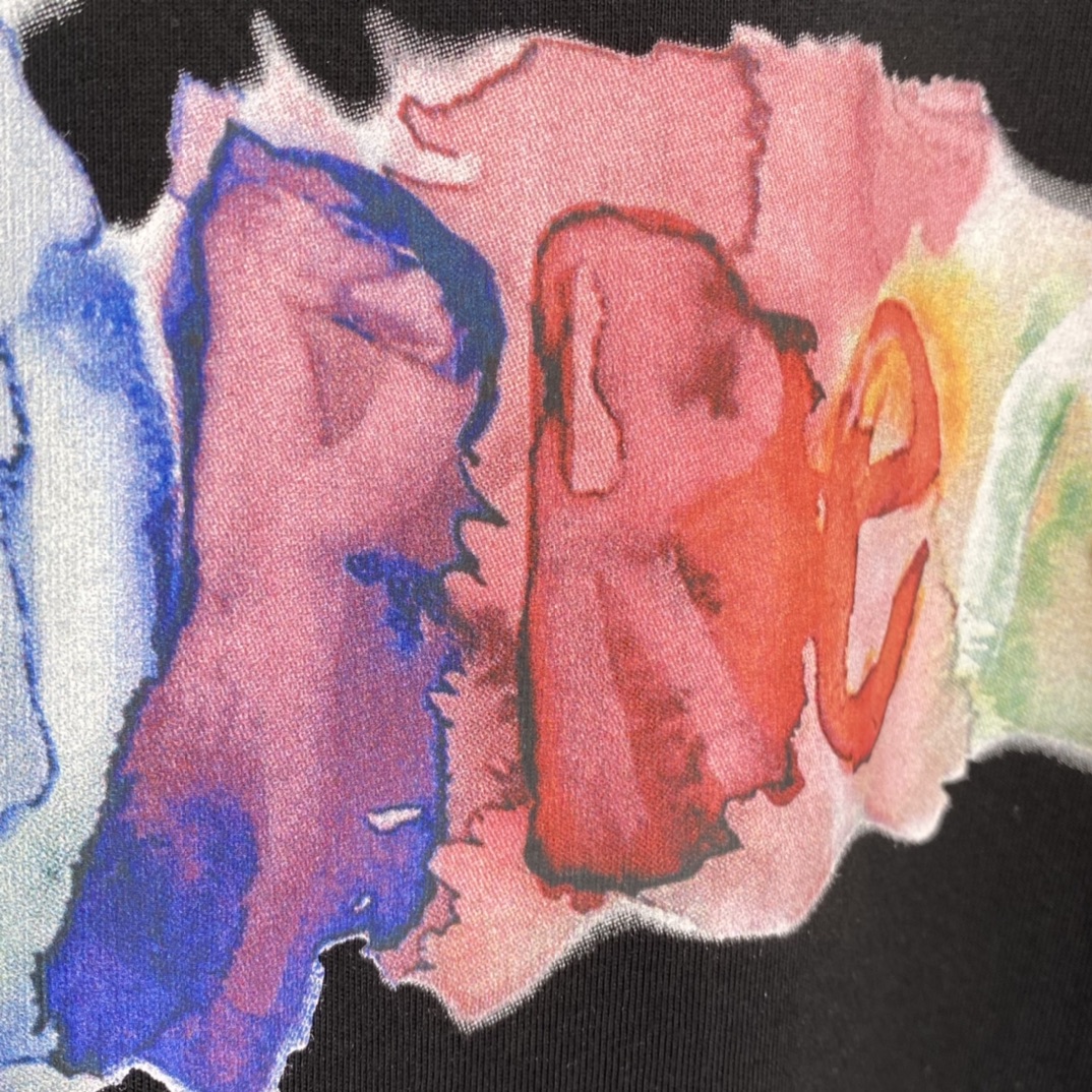 SUPREME 23SS Tee 水彩色 logo 黑色 短袖 T 恤 男女同款  