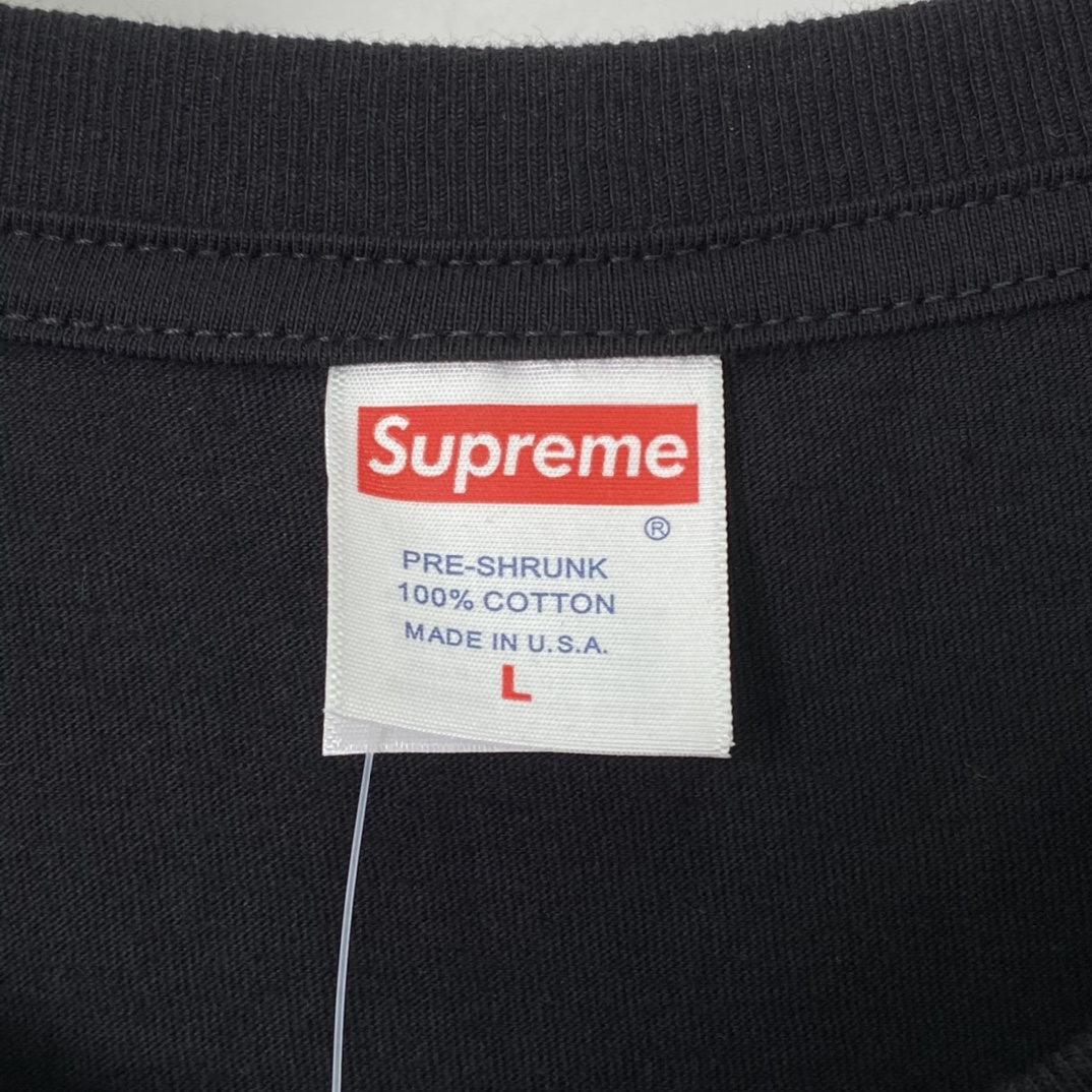 SUPREME 23SS Tee 水彩色 logo 黑色 短袖 T 恤 男女同款  