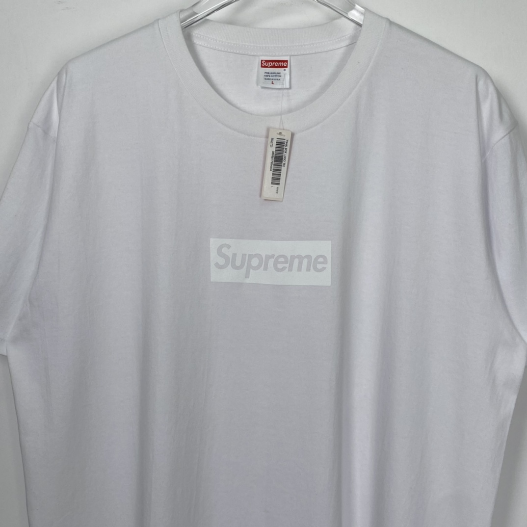 同色 SUPREME 23SS Tee 字母logo 白色 短袖 T 恤 男女同款  