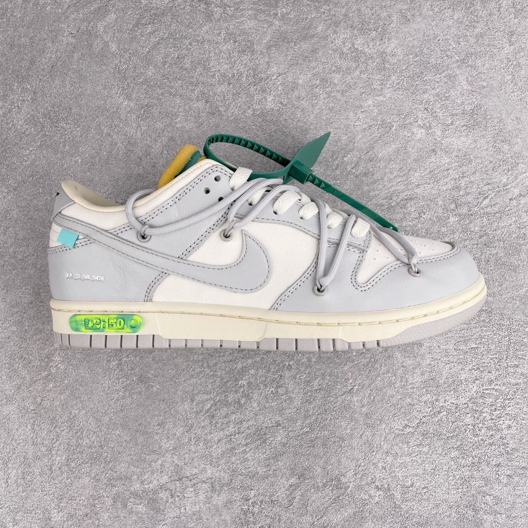  NO.42 Off-White Dunk  Low THE 50-42  灰白  綠釦子 低筒 板鞋 休闲鞋 滑板鞋 男鞋 女鞋 DM1602-117