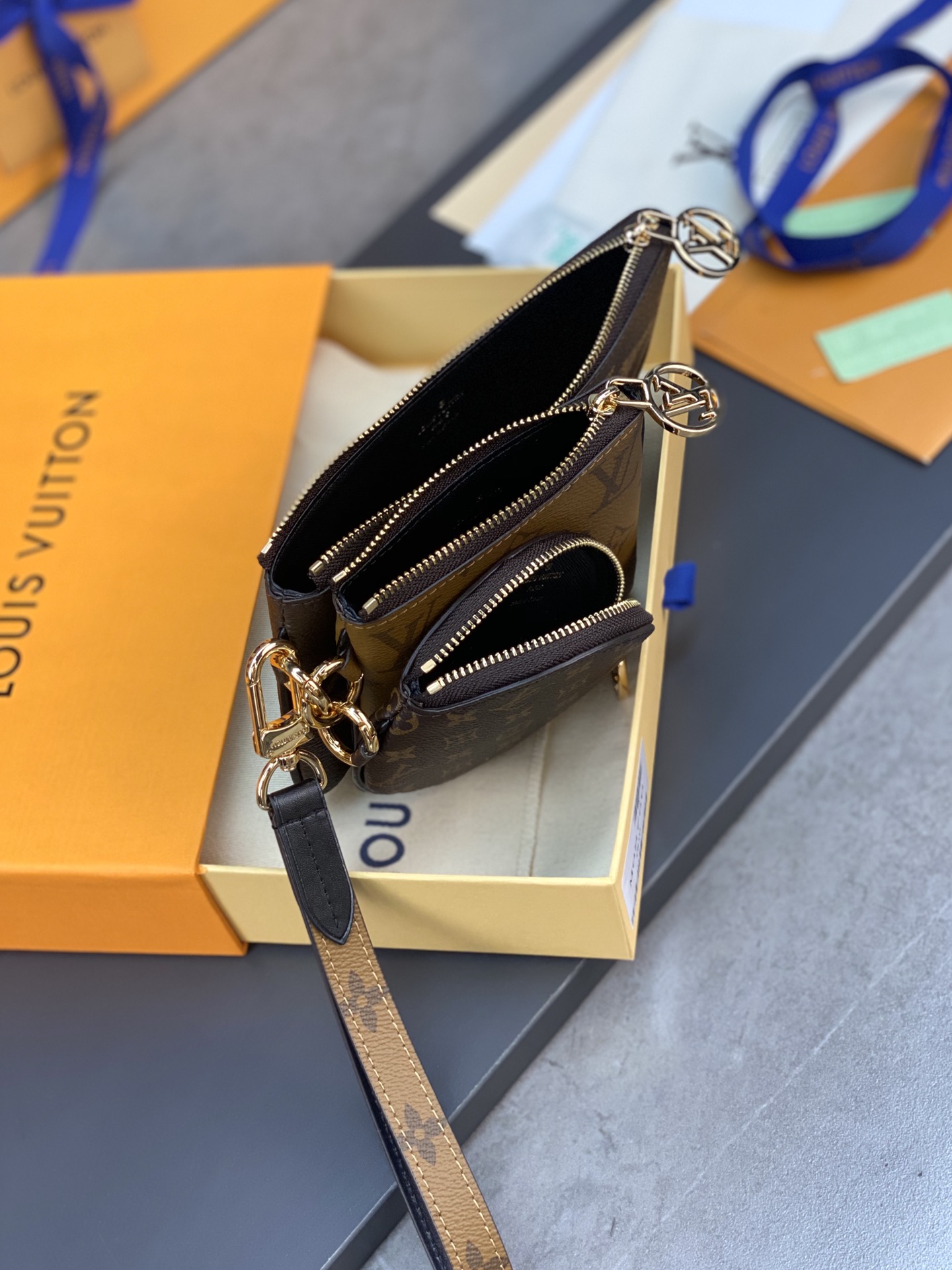 LOUIS VUITTON 路易威登 三件套装 Monogram 经典老花压纹牛皮 钱夹 钱包 卡包 名片夹 女款 M68756