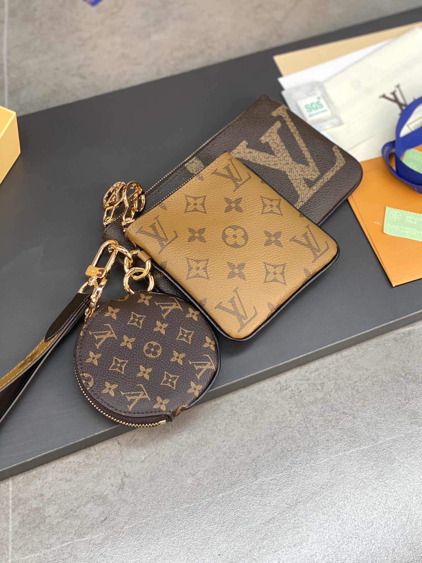 LOUIS VUITTON 路易威登 三件套装 Monogram 经典老花压纹牛皮 钱夹 钱包 卡包 名片夹 女款 M68756