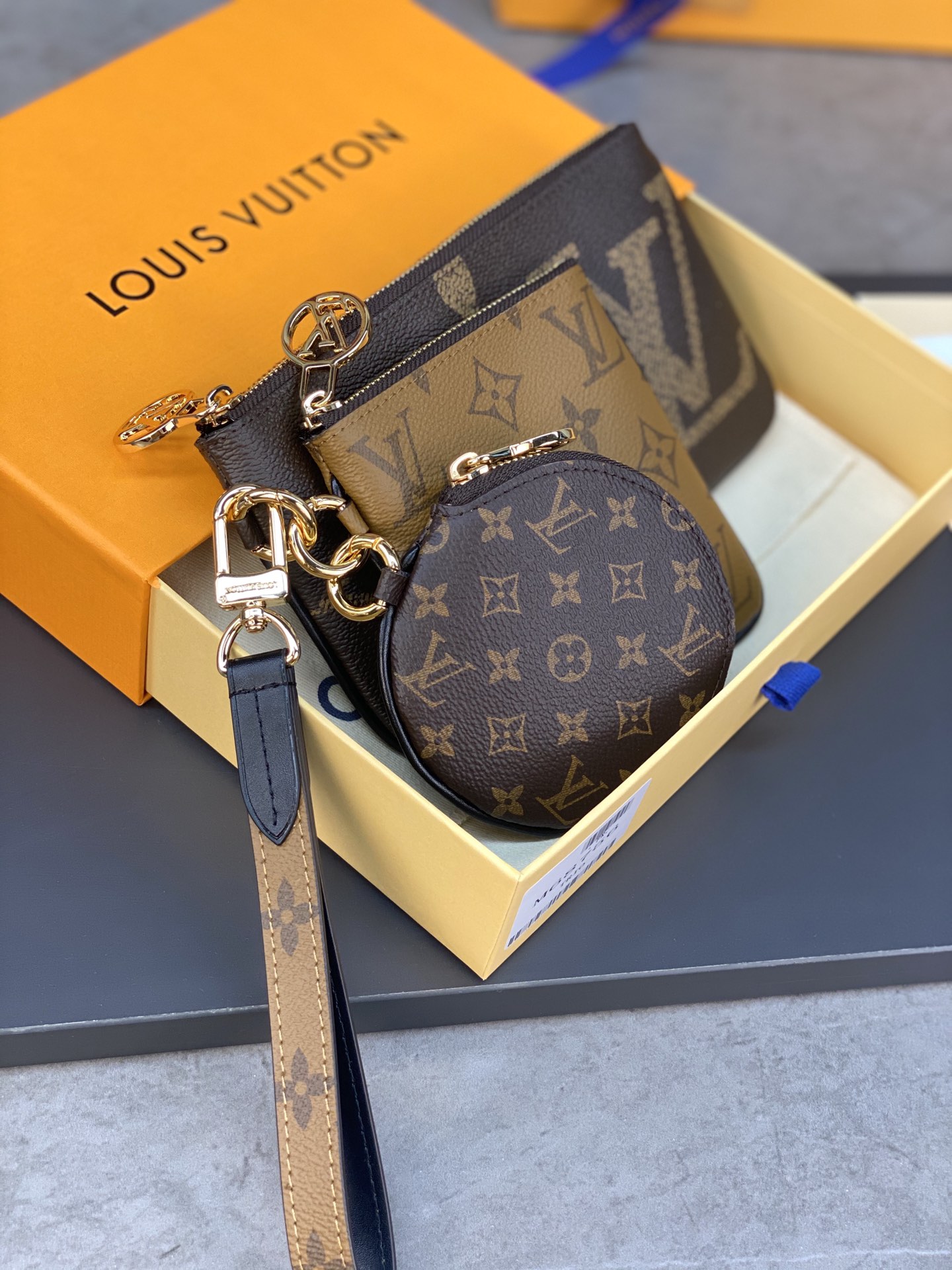 LOUIS VUITTON 路易威登 三件套装 Monogram 经典老花压纹牛皮 钱夹 钱包 卡包 名片夹 女款 M68756