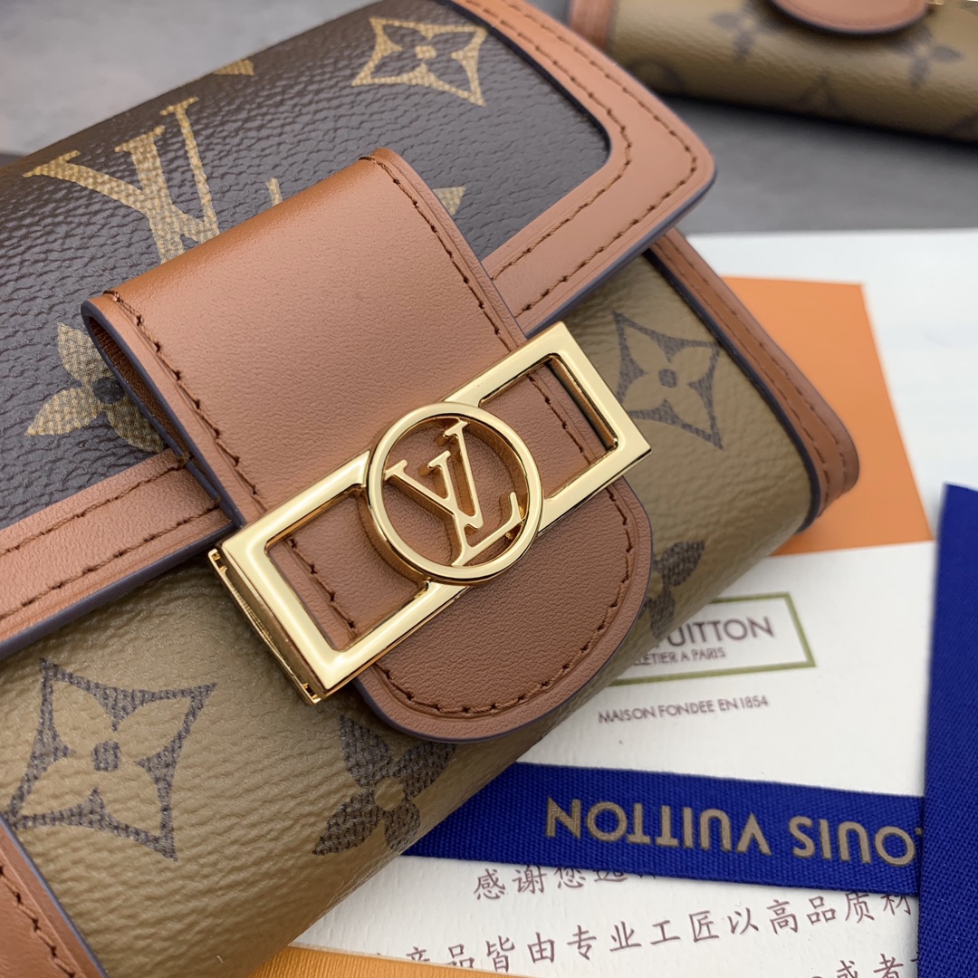 LOUIS VUITTON 路易威登 达芙妮！短款钱夹 Dauphine  经典老花压纹牛皮 钱夹 钱包 卡包 名片夹 女款 M68725