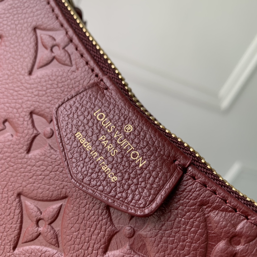 LOUIS VUITTON 路易威登 Easy Pouch On Strap 属件D形环拉链开合老花压纹牛皮革 斜挎包 单肩包 手提包 酒红色 M80349