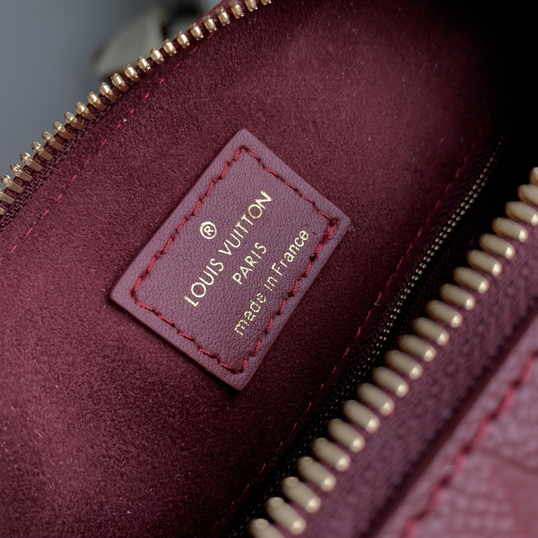 LOUIS VUITTON 路易威登 Speedy 25 可拆卸可调节肩带粒面牛皮老花压纹 斜挎包 单肩包 手提包 酒红色 M59273