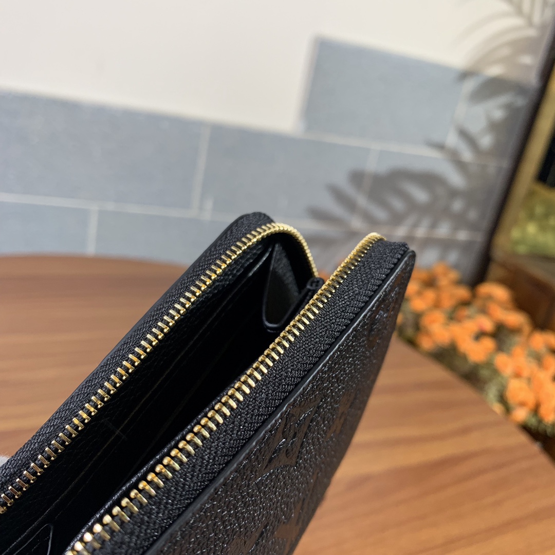  LOUIS VUITTON Zippy 路易威登  拉链零钱包 小牛皮经典老花压印 口袋 钱夹 钱包 男女同款 黑色 M60574