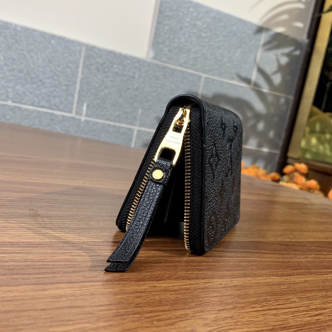 LOUIS VUITTON Zippy 路易威登  拉链零钱包 小牛皮经典老花压印 口袋 钱夹 钱包 男女同款 黑色 M60574