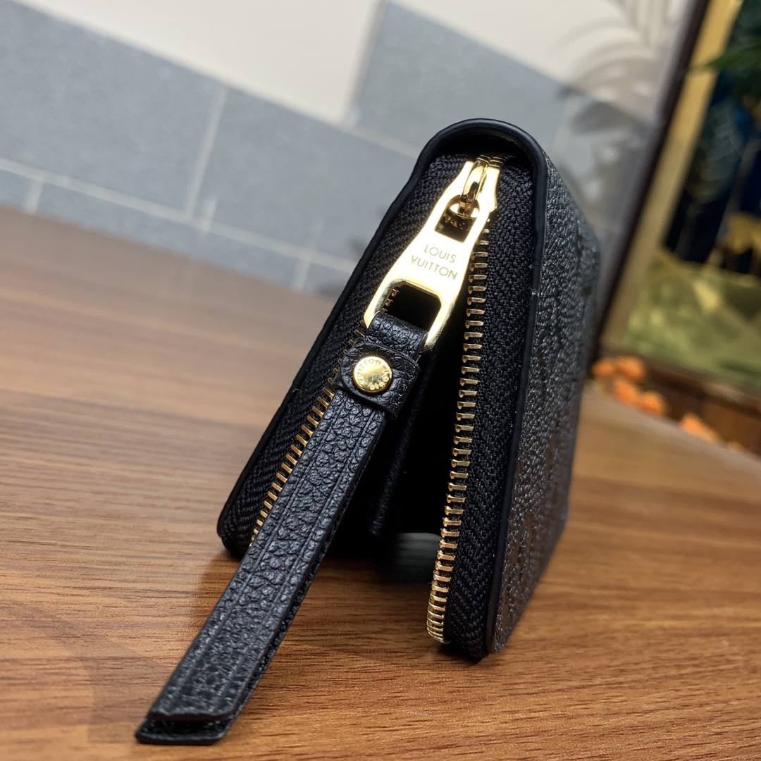  LOUIS VUITTON Zippy 路易威登  拉链零钱包 小牛皮经典老花压印 口袋 钱夹 钱包 男女同款 黑色 M60574