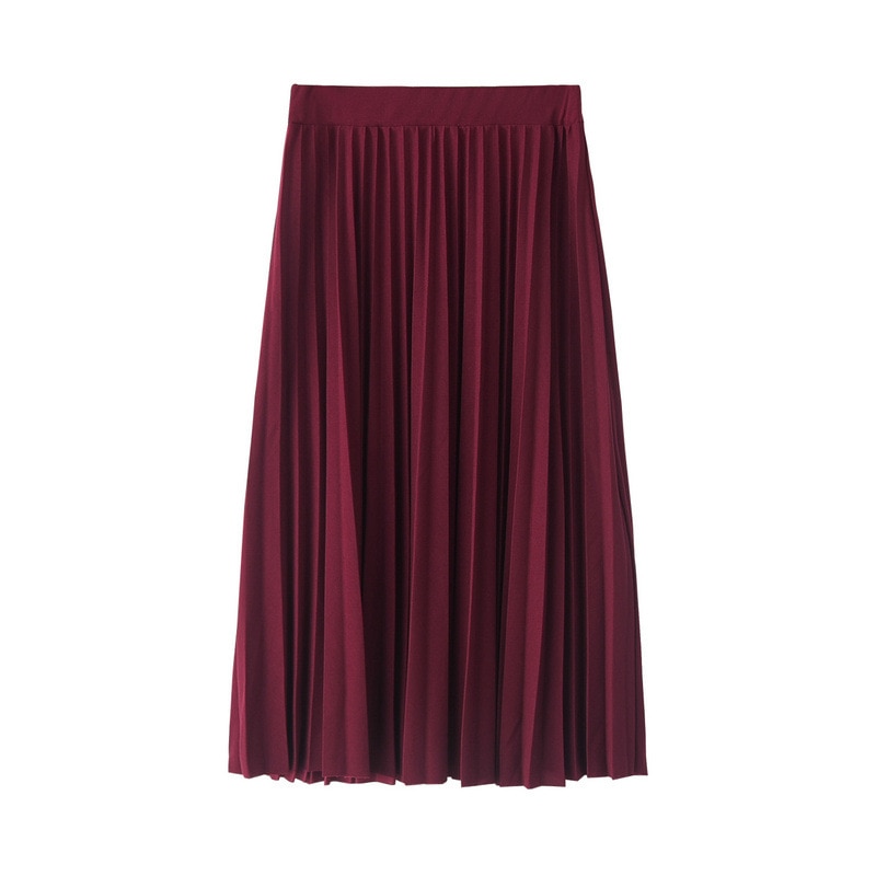 Spring and Autumn New Fashion Women's High Waist Pleated Solid Color Half Length Elastic Skirt Promotions Lady Black Pink