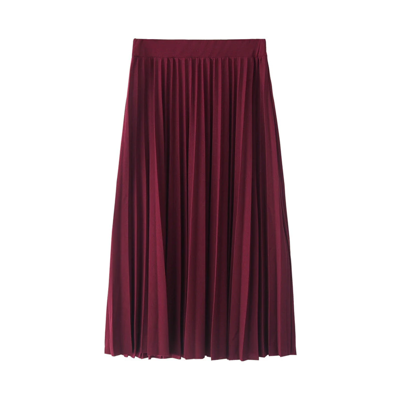 Spring and Autumn New Fashion Women's High Waist Pleated Solid Color Half Length Elastic Skirt Promotions Lady Black Pink