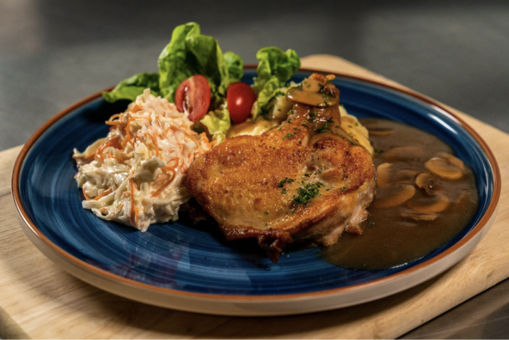 Chicken Chop with a Side of Garden Veggies-Gourmet.ly