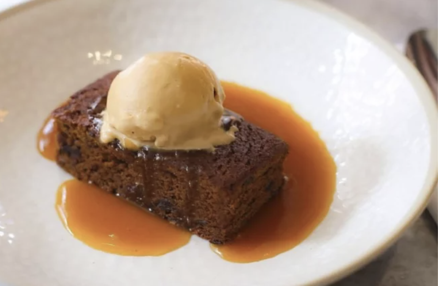 Sticky Toffee Pudding with Caramel Sauce & Ice Cream-Gourmet.ly