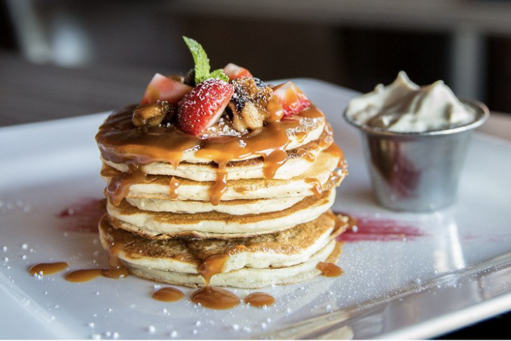 Berry Pancakes with dash of Peanut Butter Sauce-Gourmet.ly