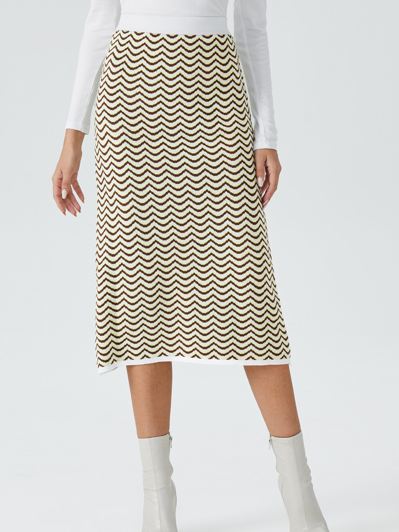 Women's Contrast Binding Elastic Waist Sweater Skirt – ONEK