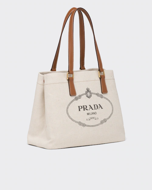 Prada リネンブレンドxレザー トートバッグ 2
