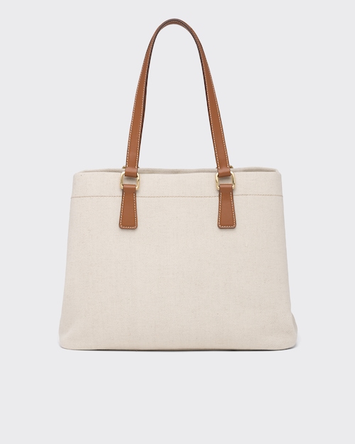 Prada リネンブレンドxレザー トートバッグ 3