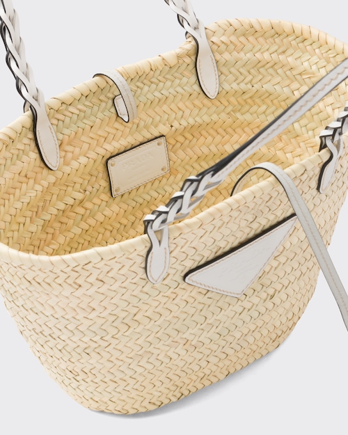 Prada ウーブンパームxレザー トートバッグ 4