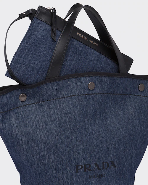Prada デニムxレザー スモールトートバッグ 5