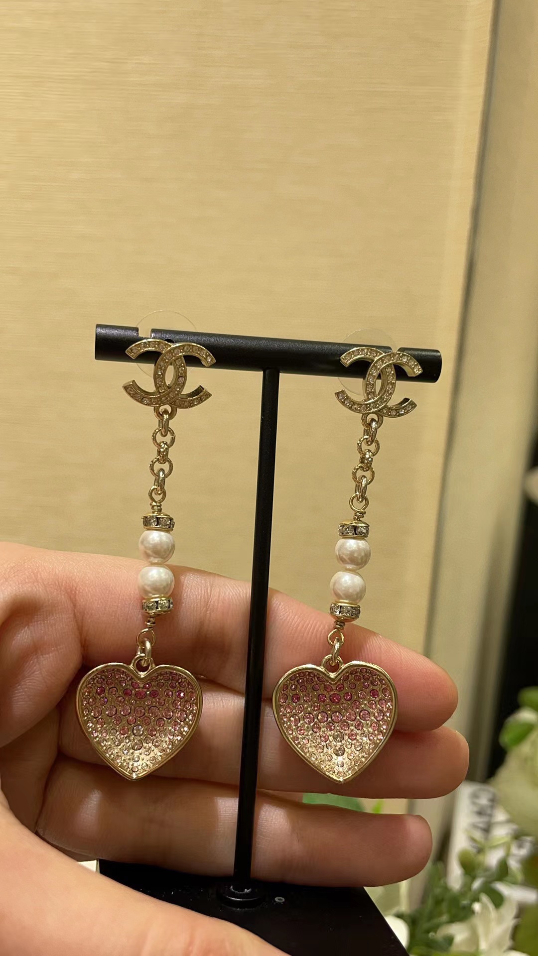 CHANE1 グラデーション ピンクダイヤ ダブルC ハート ネックレス【50％割引+送料無料】