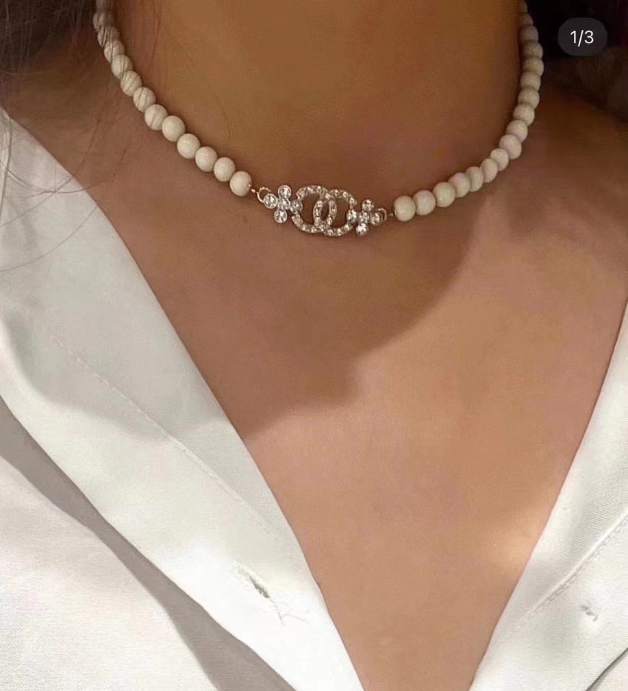 CHANE1 小花パール＆ダイヤモンドネックレス【 50％割引+送料無料】