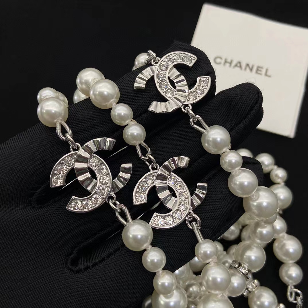 CHANE1 ダブル C プリーツ パール セーター チェーン【 50％割引+送料無料】