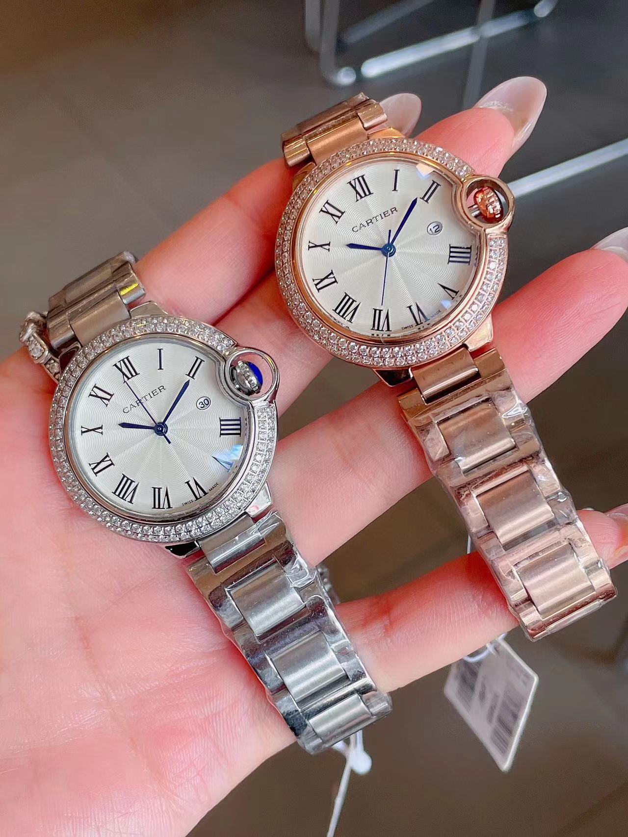 CART1ER  高品質のブルーバルーンスチールバンドレディースウォッチ【50％割引+送料無料】