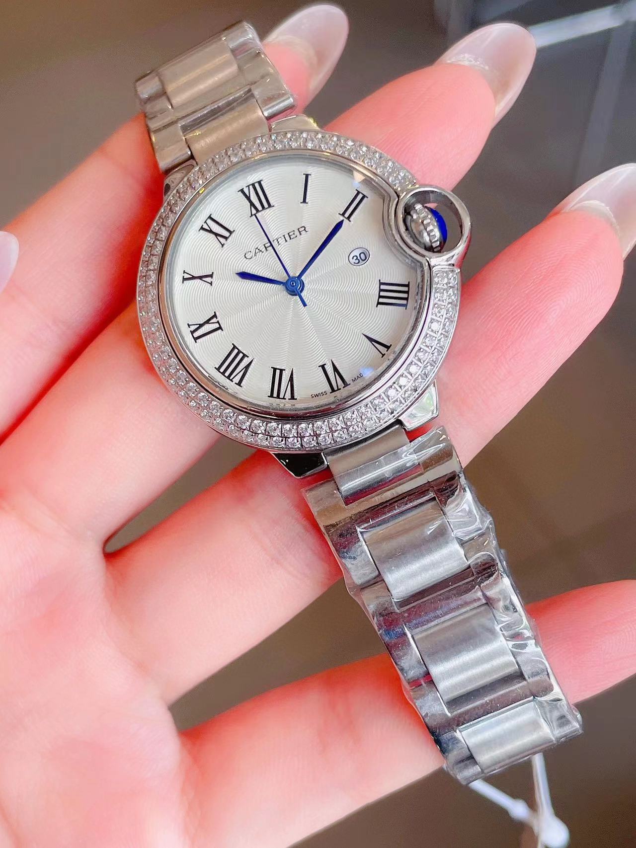 CART1ER  高品質のブルーバルーンスチールバンドレディースウォッチ【50％割引+送料無料】