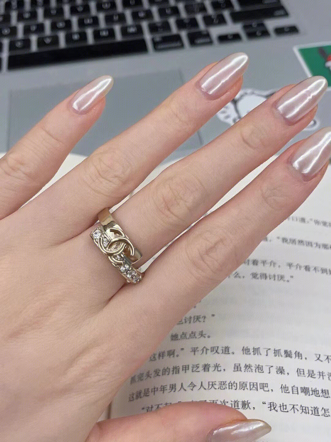 CHANE1 ダブルC ダイヤモンド リング【 50％割引+送料無料】