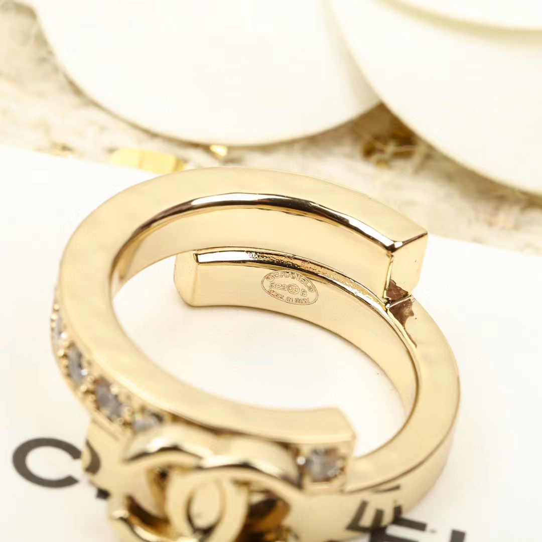 CHANE1 ダブルC ダイヤモンド リング【 50％割引+送料無料】