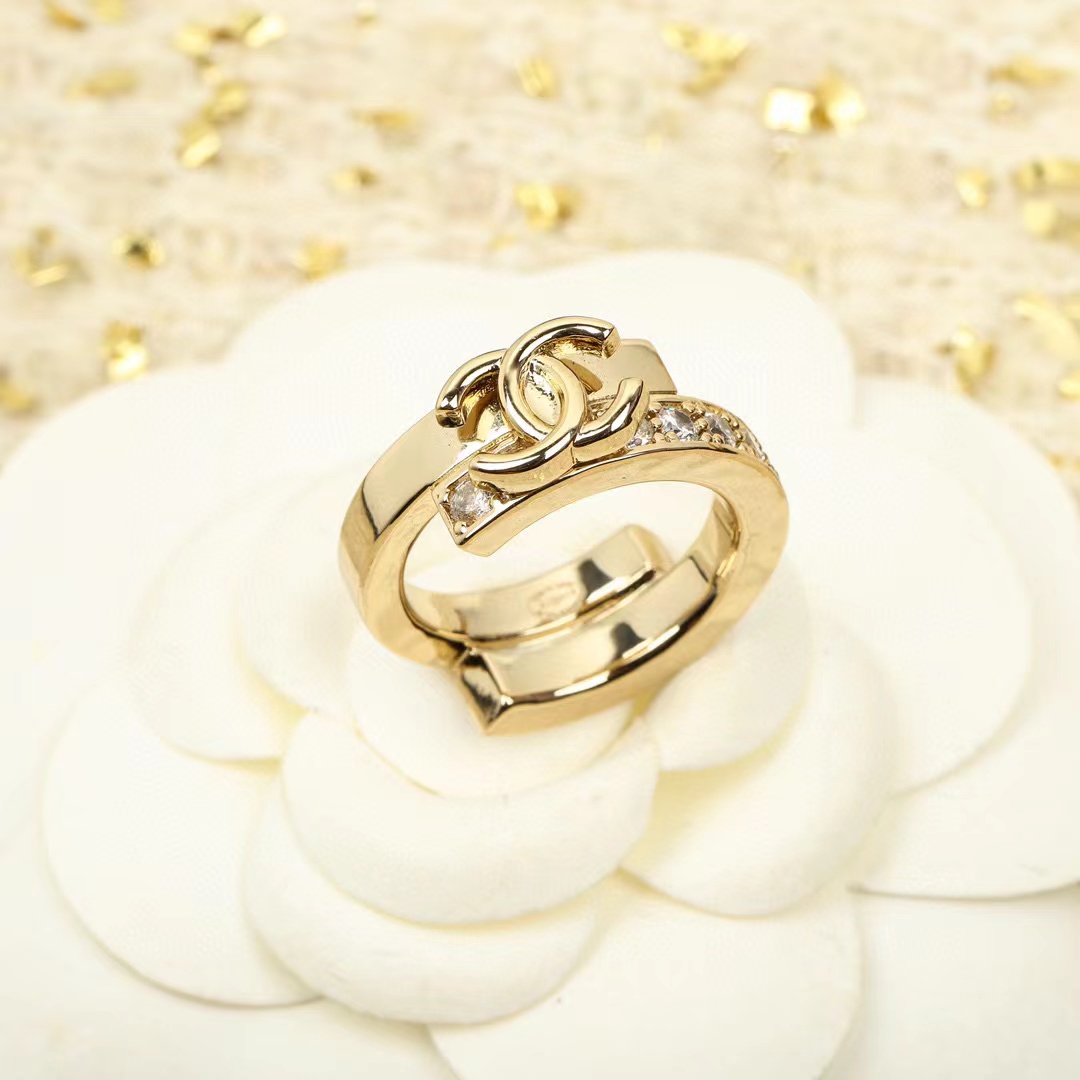 CHANE1 ダブルC ダイヤモンド リング【 50％割引+送料無料】