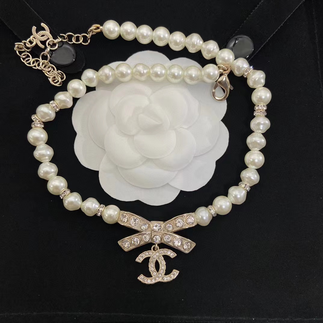 CHANE1 パールボウダイヤモンドネックレス【50％割引+送料無料】